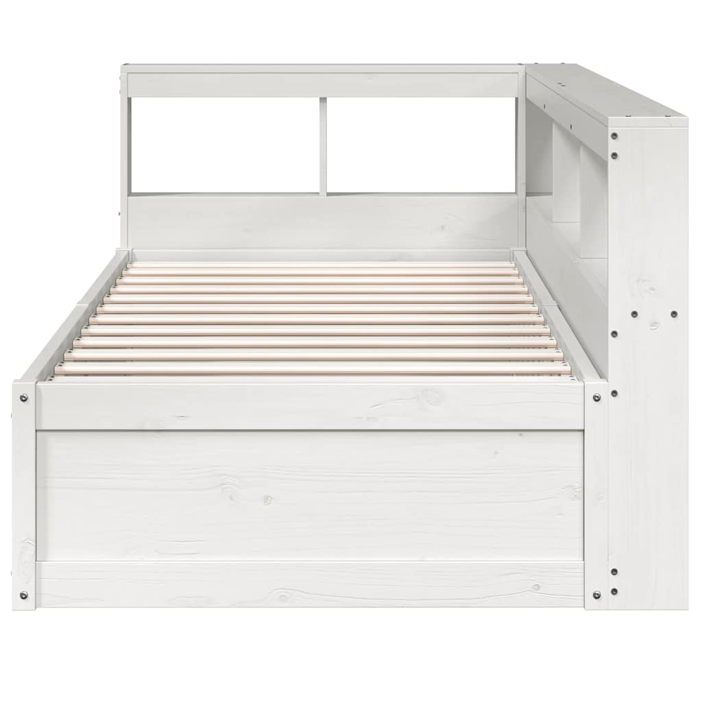 Bookcase Bed without Mattress White 90x190cm Solid Wood Pine