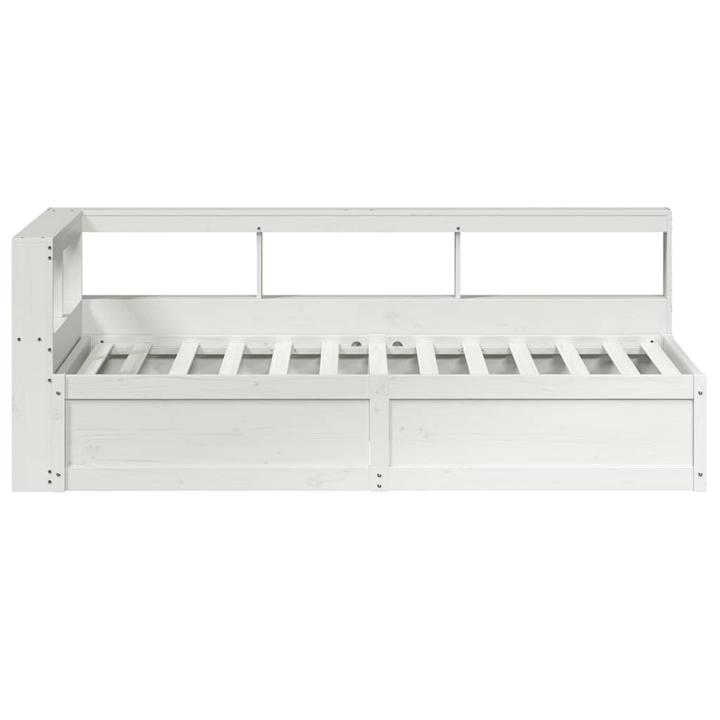Bookcase Bed without Mattress White 90x190cm Solid Wood Pine
