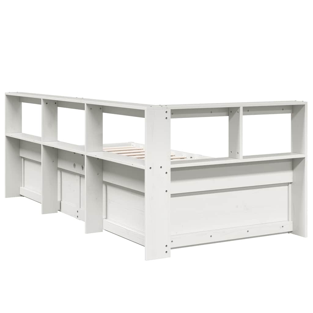 Bookcase Bed without Mattress White 90x190cm Solid Wood Pine