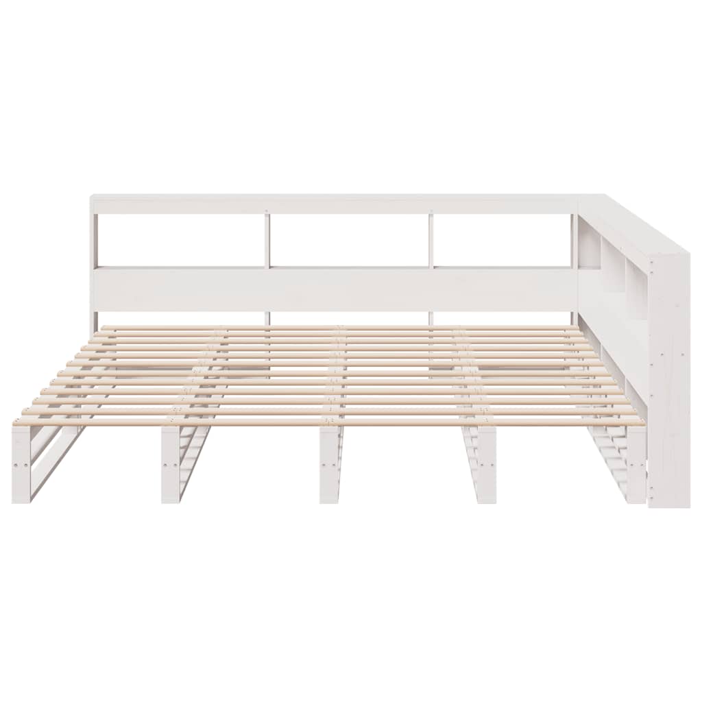 Bookcase Bed without Mattress White 200x200cm Solid Wood Pine