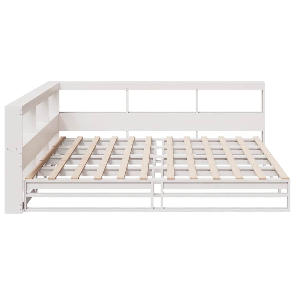 Bookcase Bed without Mattress White 200x200cm Solid Wood Pine