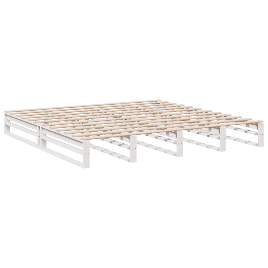 Bookcase Bed without Mattress White 200x200cm Solid Wood Pine