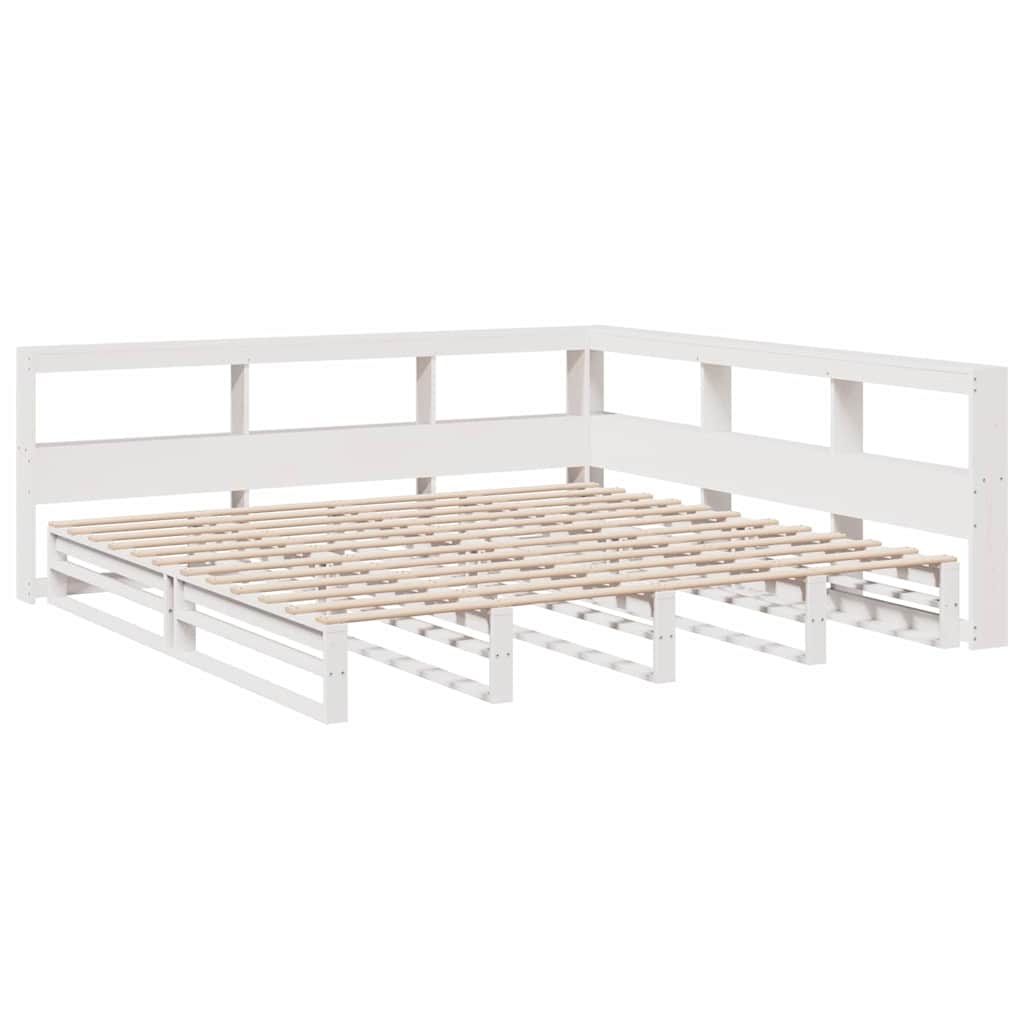 Bookcase Bed without Mattress White 180x200cm Solid Wood Pine