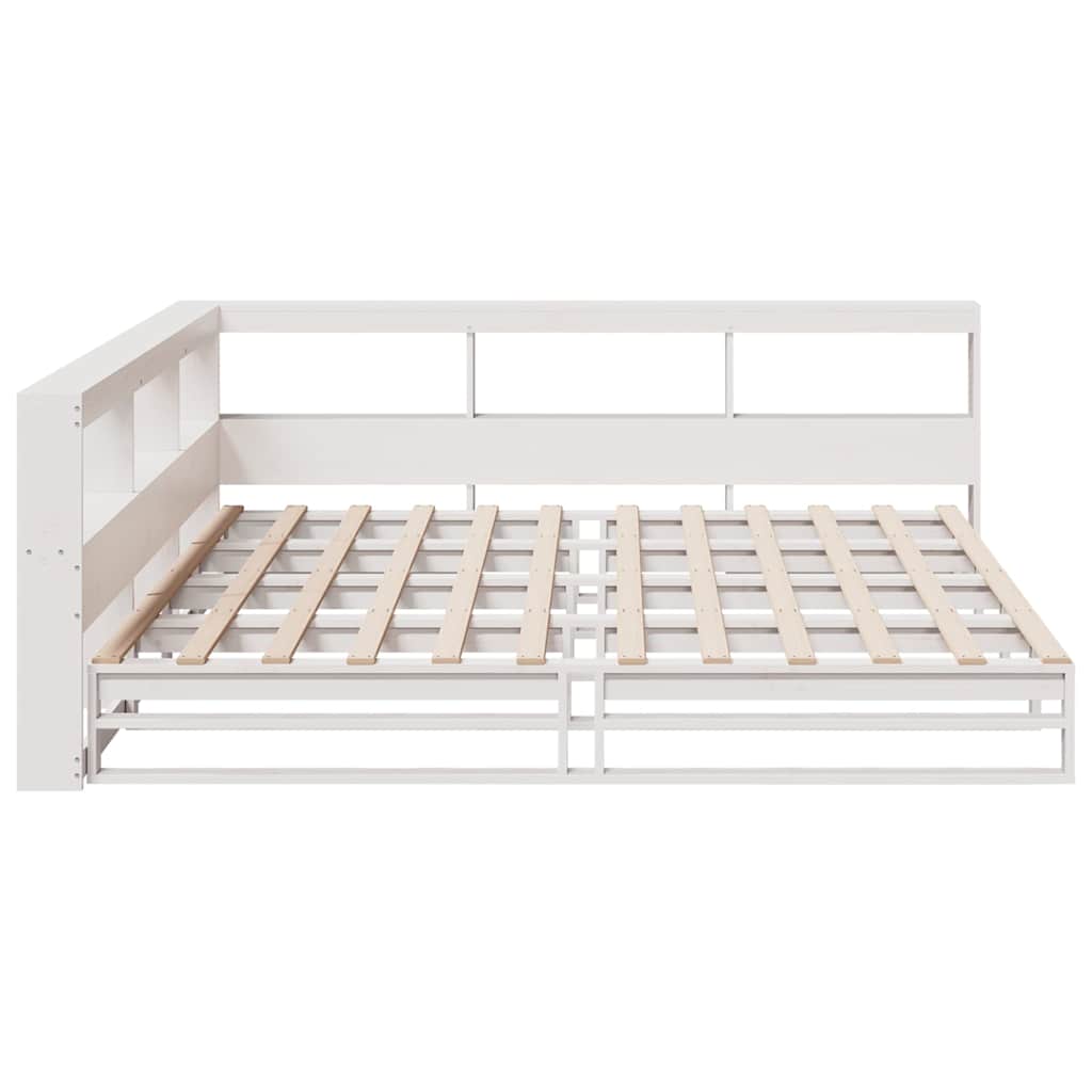 Bookcase Bed without Mattress White 180x200cm Solid Wood Pine