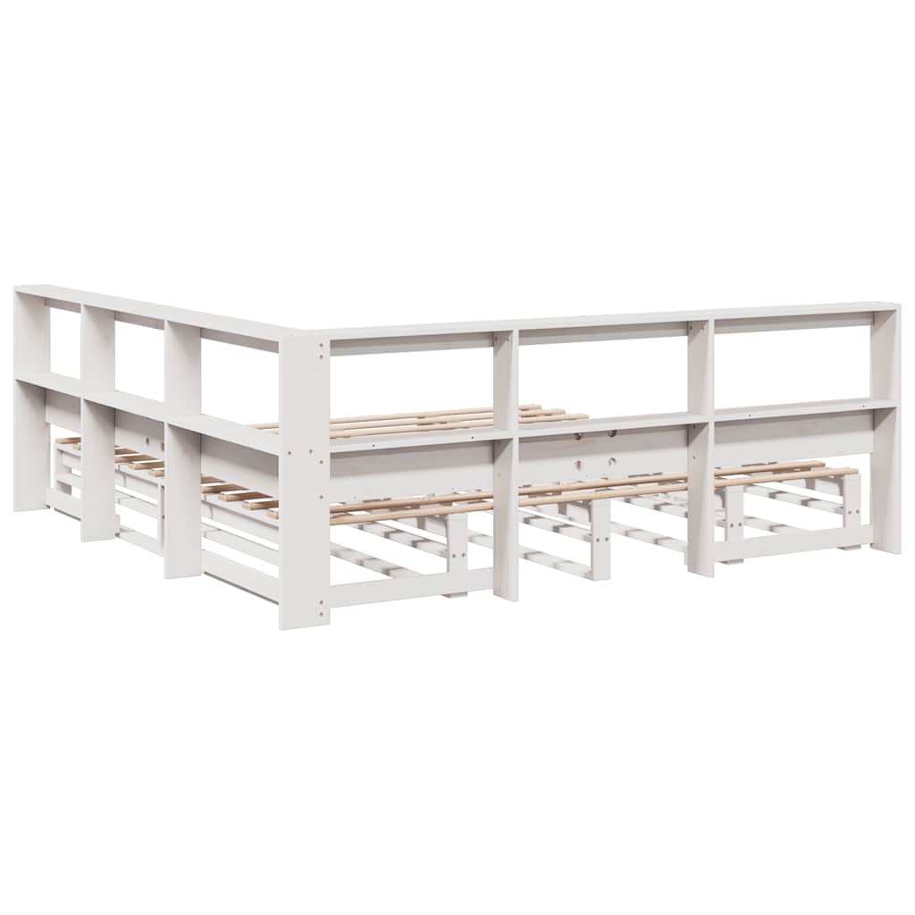 Bookcase Bed without Mattress White 180x200cm Solid Wood Pine