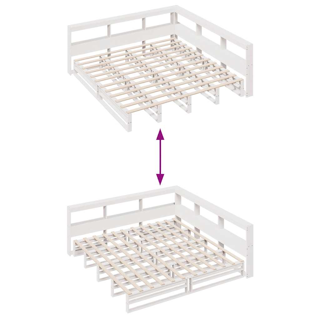 Bookcase Bed without Mattress White 180x200cm Solid Wood Pine