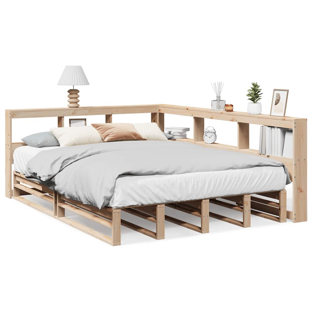 Bookcase Bed without Mattress 160x200cm Solid Wood Pine