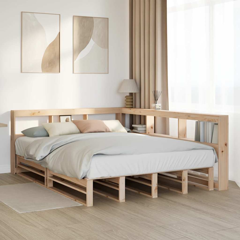 Bookcase Bed without Mattress 160x200cm Solid Wood Pine