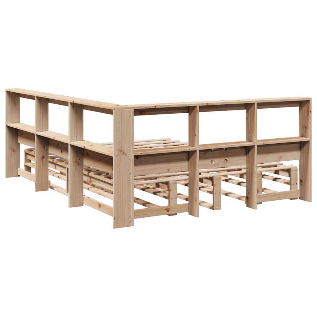 Bookcase Bed without Mattress 160x200cm Solid Wood Pine