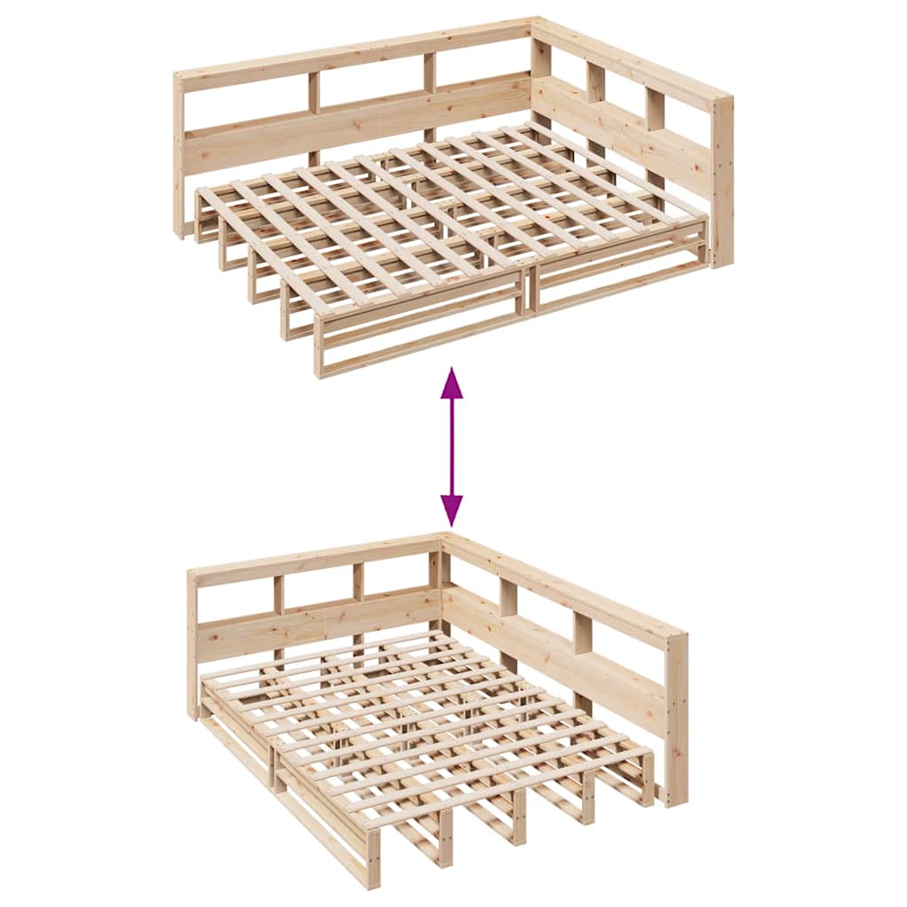 Bookcase Bed without Mattress 160x200cm Solid Wood Pine