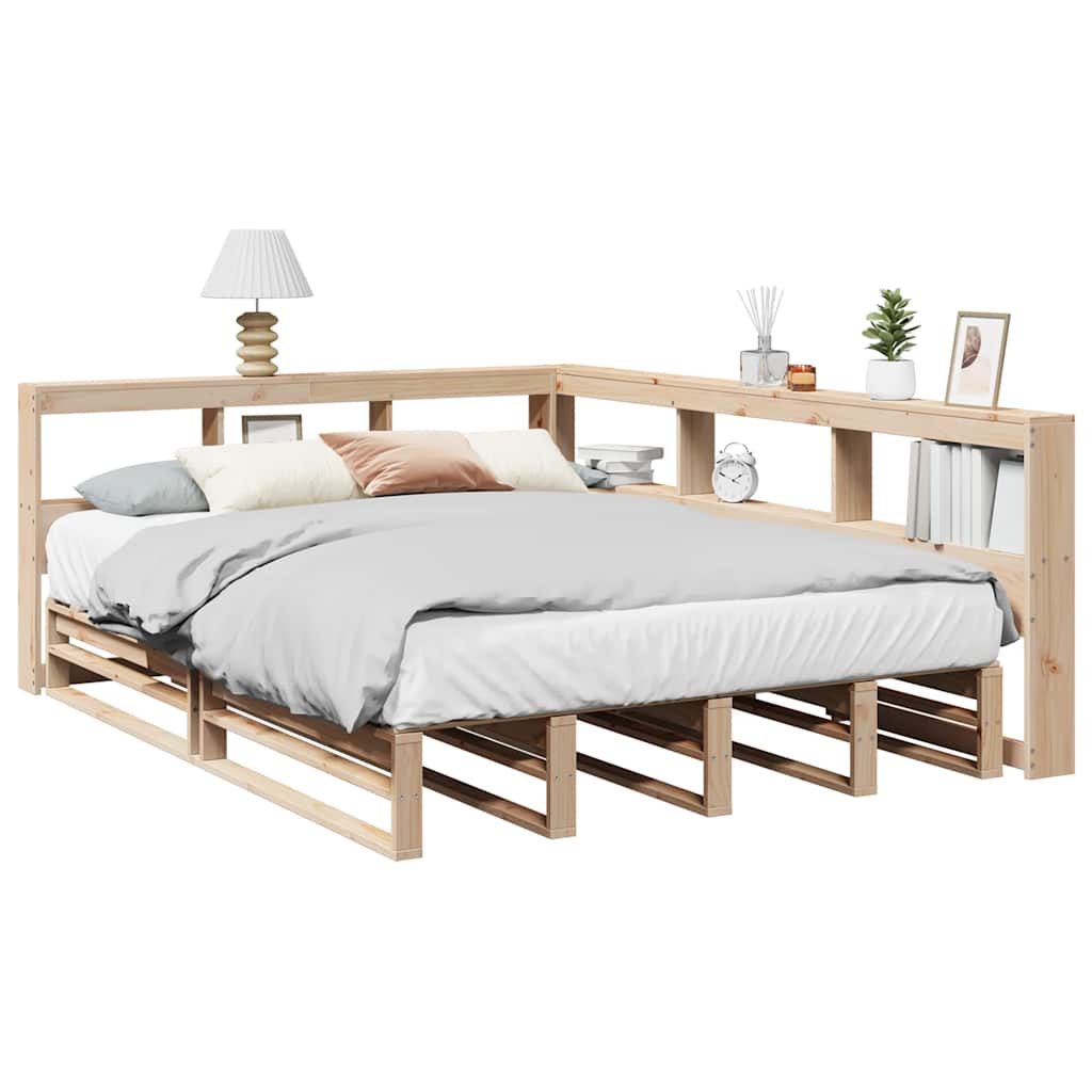 Bookcase Bed without Mattress 160x200cm Solid Wood Pine