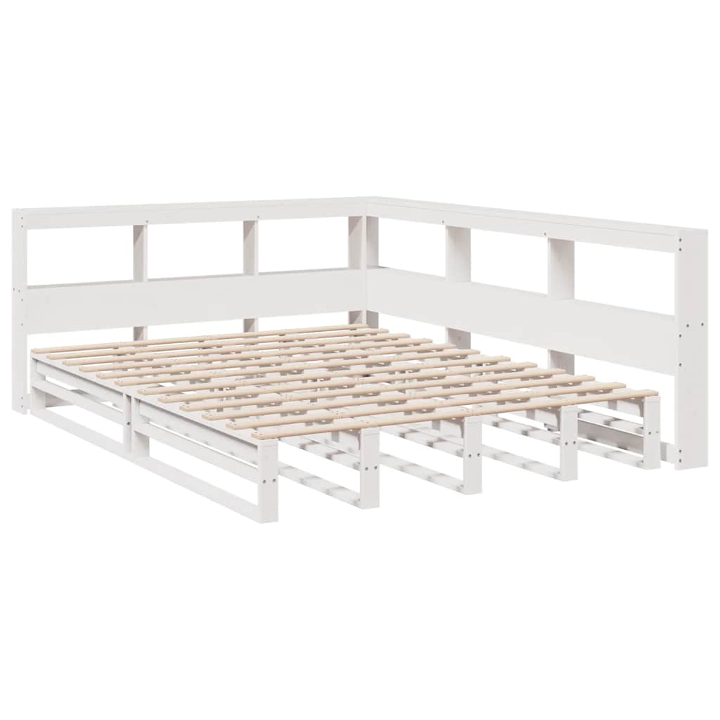 Bookcase Bed without Mattress White 160x200cm Solid Wood Pine