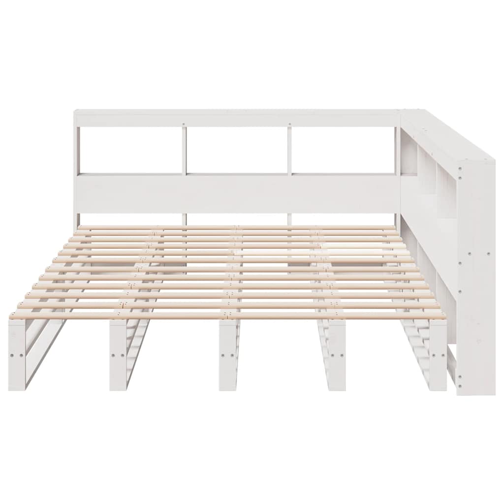 Bookcase Bed without Mattress White 160x200cm Solid Wood Pine