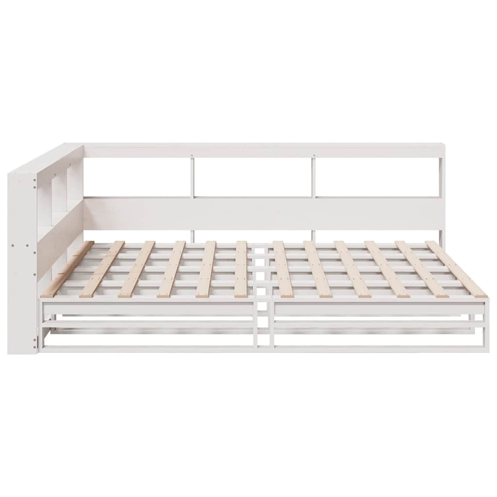 Bookcase Bed without Mattress White 160x200cm Solid Wood Pine