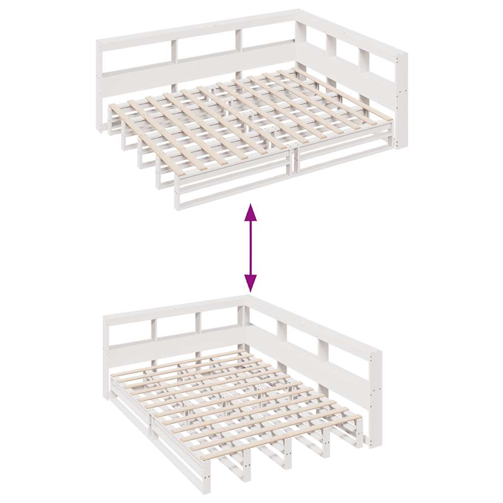 Bookcase Bed without Mattress White 160x200cm Solid Wood Pine