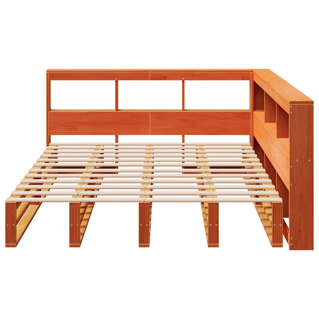 Bookcase Bed without Mattress Wax Brown 150x200cm Solid Wood Pine