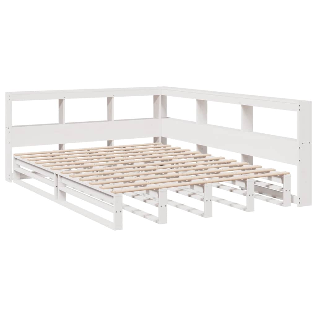 Bookcase Bed without Mattress White 140x200cm Solid Wood Pine