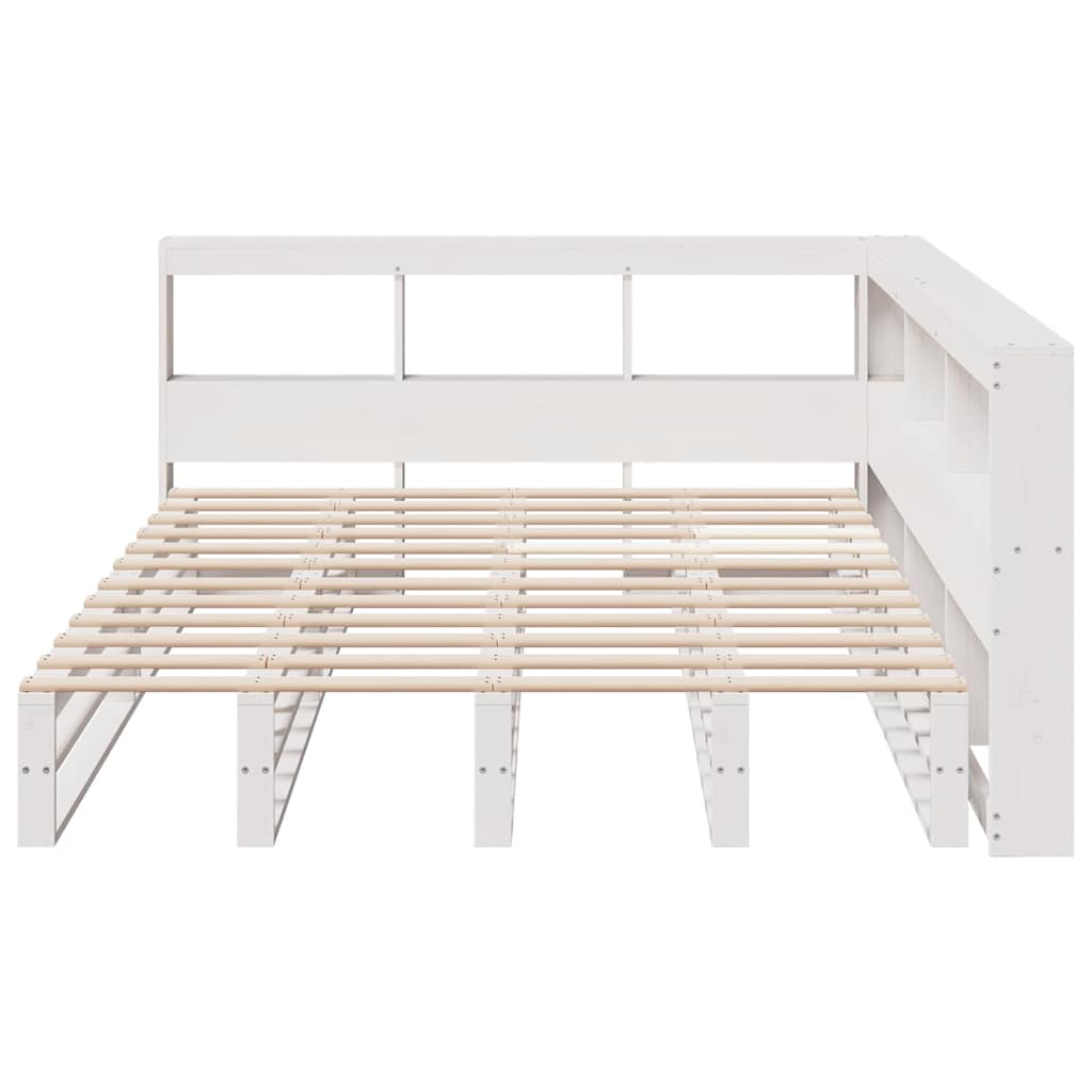 Bookcase Bed without Mattress White 140x200cm Solid Wood Pine