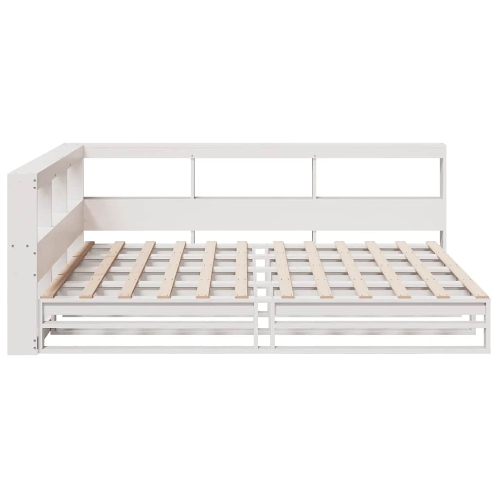 Bookcase Bed without Mattress White 140x200cm Solid Wood Pine