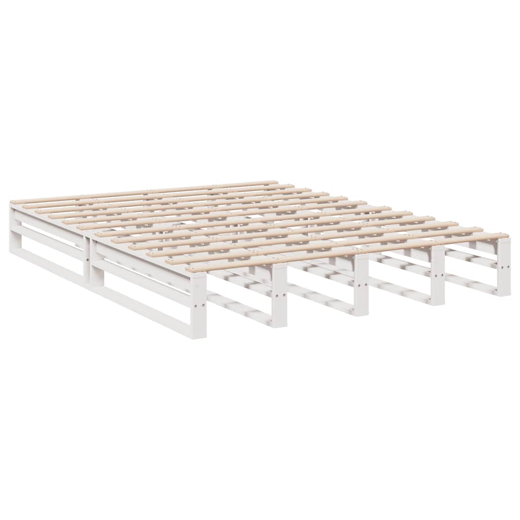 Bookcase Bed without Mattress White 140x200cm Solid Wood Pine