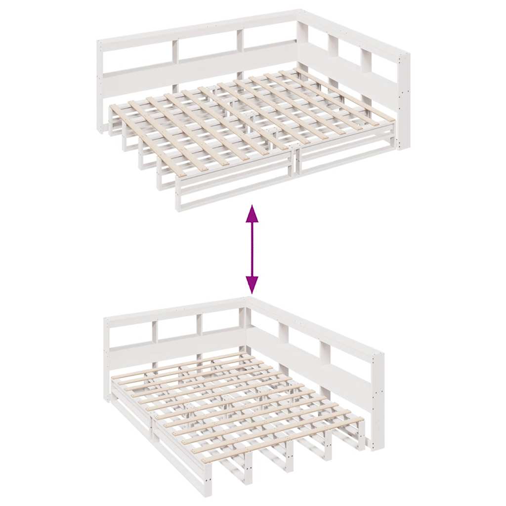 Bookcase Bed without Mattress White 140x200cm Solid Wood Pine