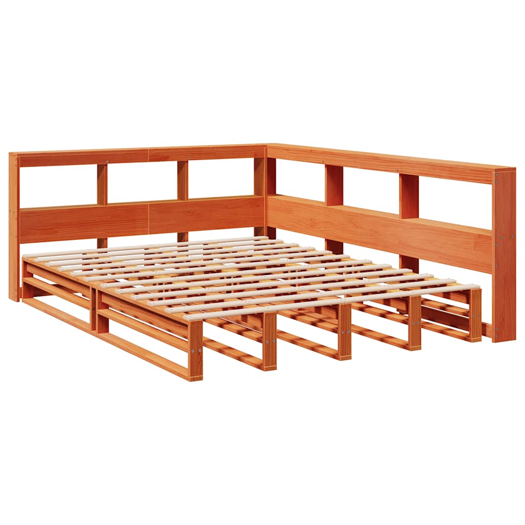 Bookcase Bed without Mattress Wax Brown 140x200cm Solid Wood Pine