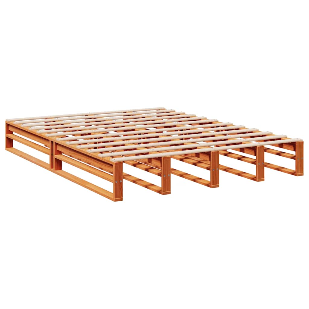 Bookcase Bed without Mattress Wax Brown 140x200cm Solid Wood Pine