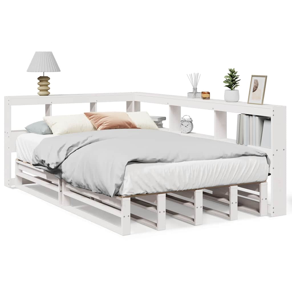 Bookcase Bed without Mattress White 120x200cm Solid Wood Pine