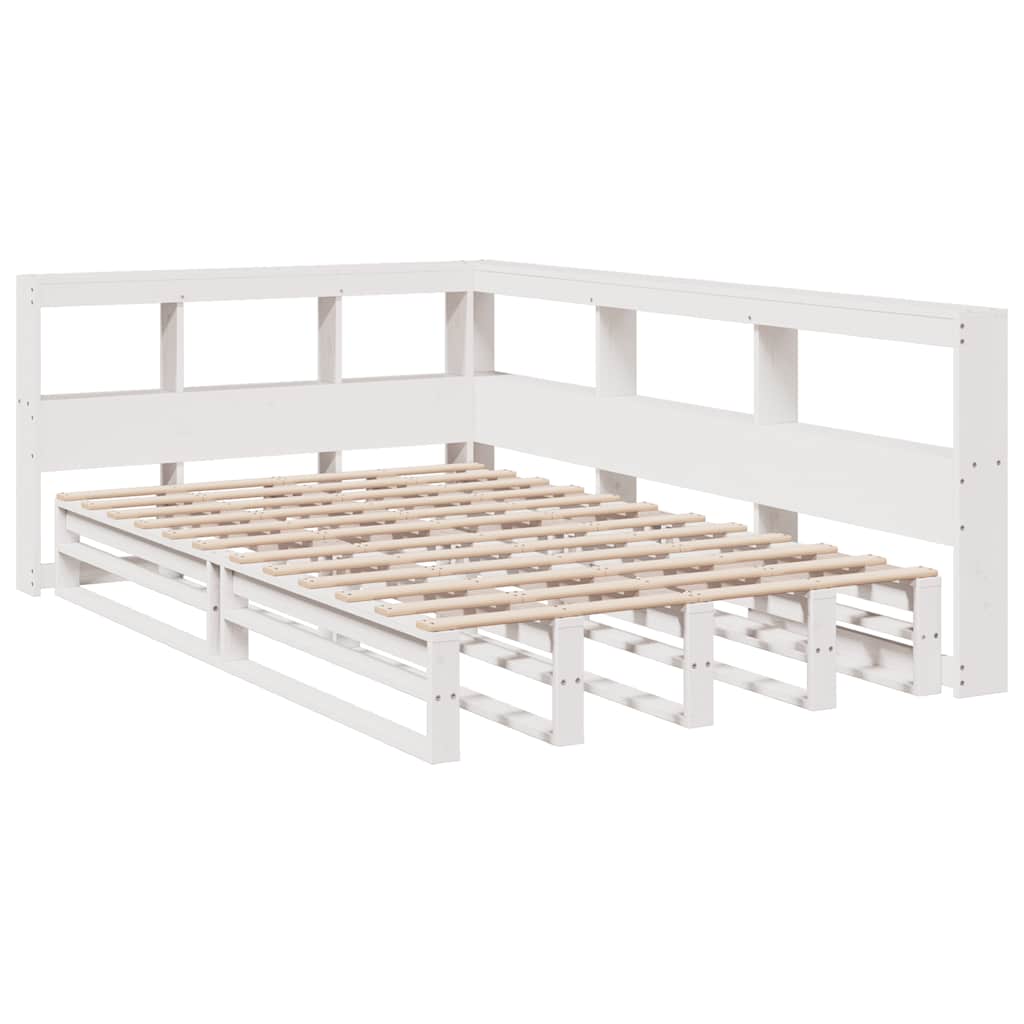 Bookcase Bed without Mattress White 120x200cm Solid Wood Pine