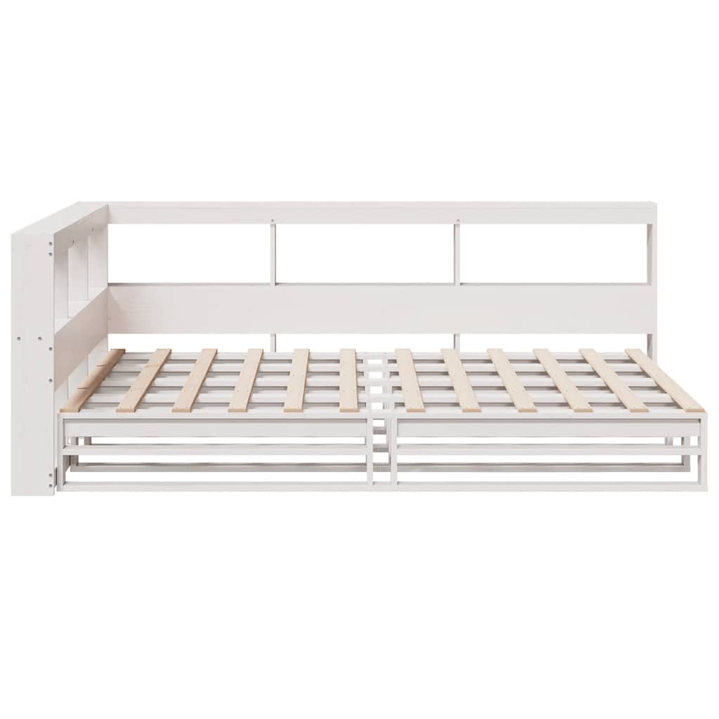 Bookcase Bed without Mattress White 120x200cm Solid Wood Pine