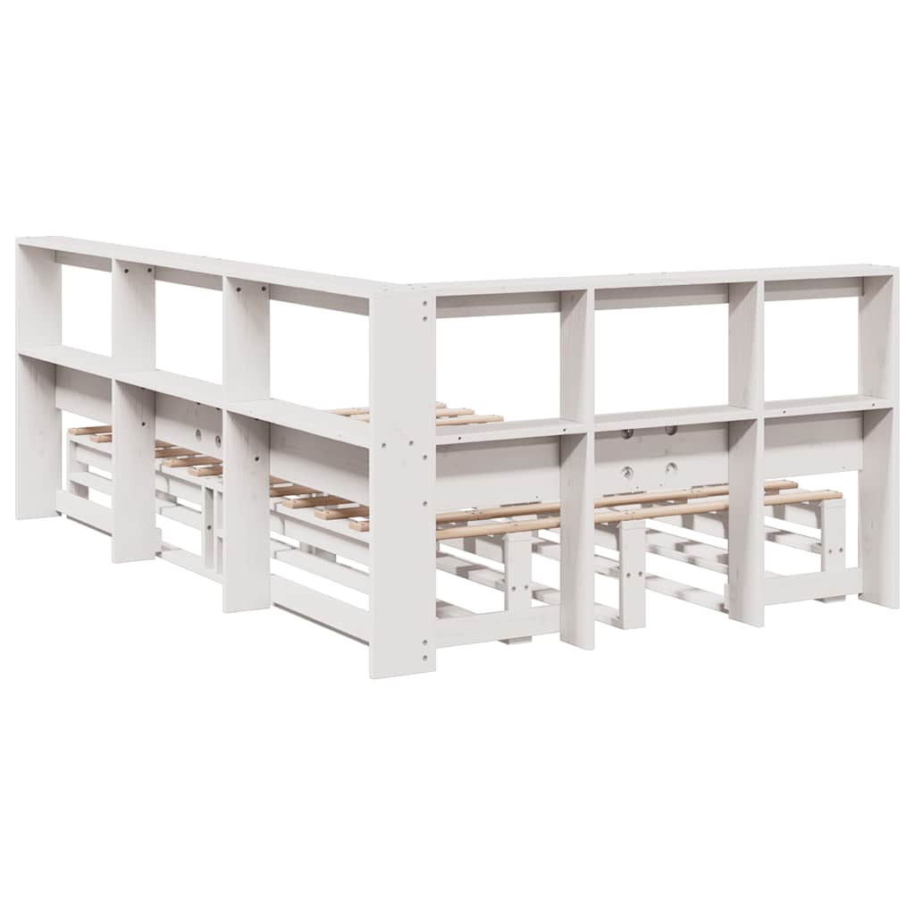 Bookcase Bed without Mattress White 120x200cm Solid Wood Pine