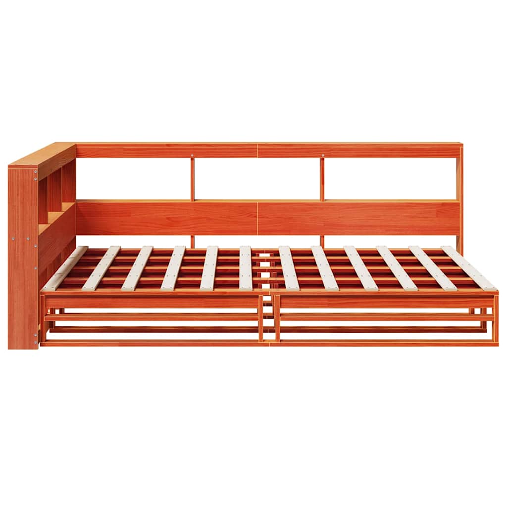 Bookcase Bed without Mattress Wax Brown 120x200cm Solid Wood Pine