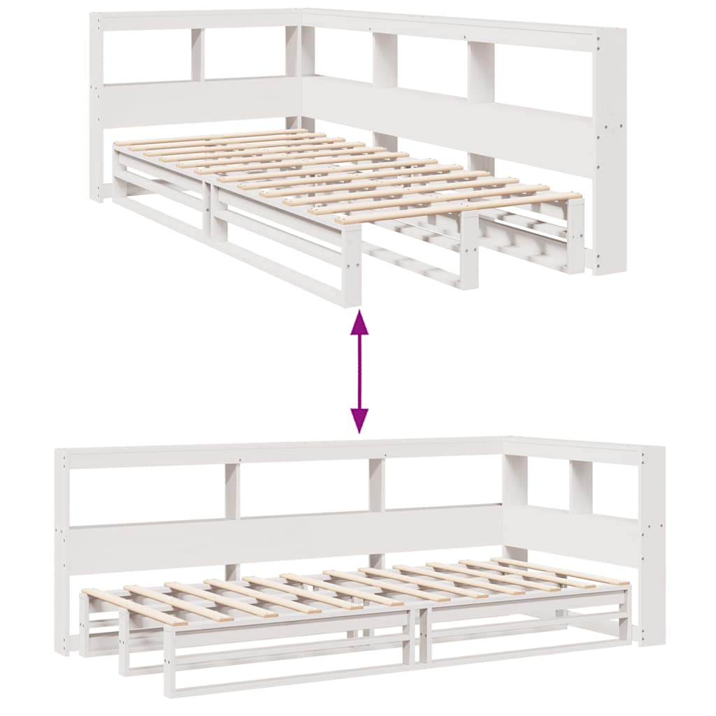 Bookcase Bed without Mattress White 100x200cm Solid Wood Pine
