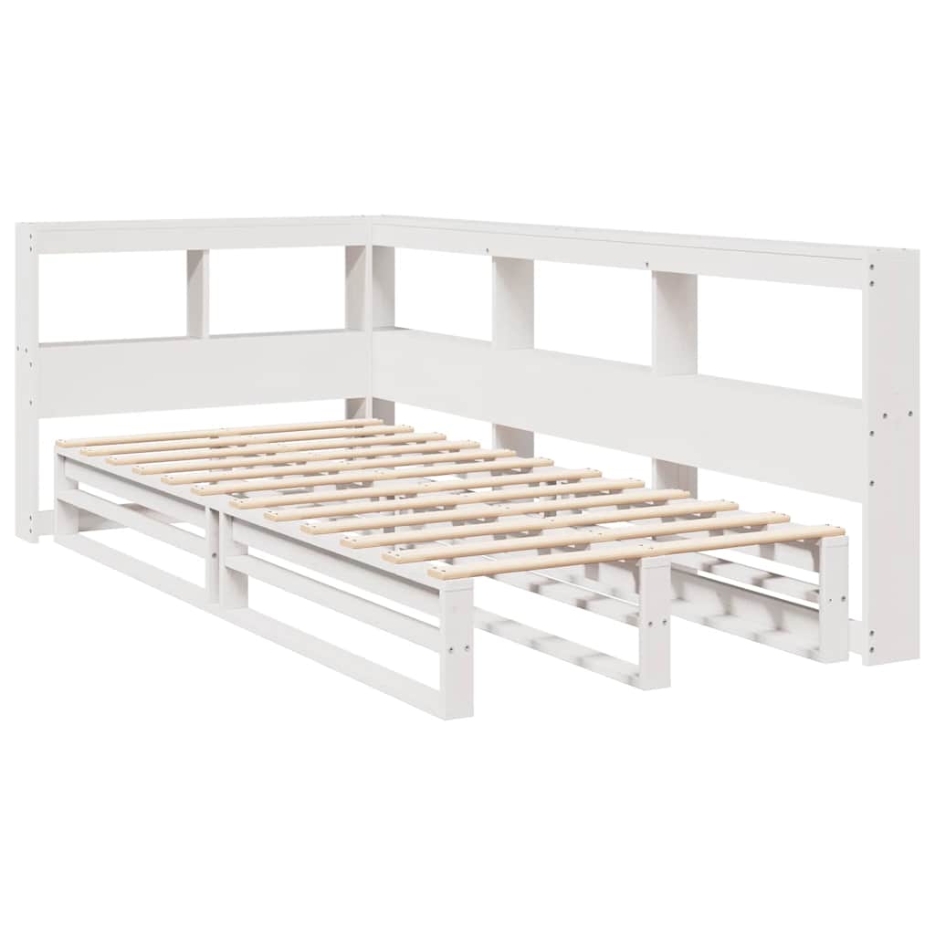 Bookcase Bed without Mattress White 90x200cm Solid Wood Pine