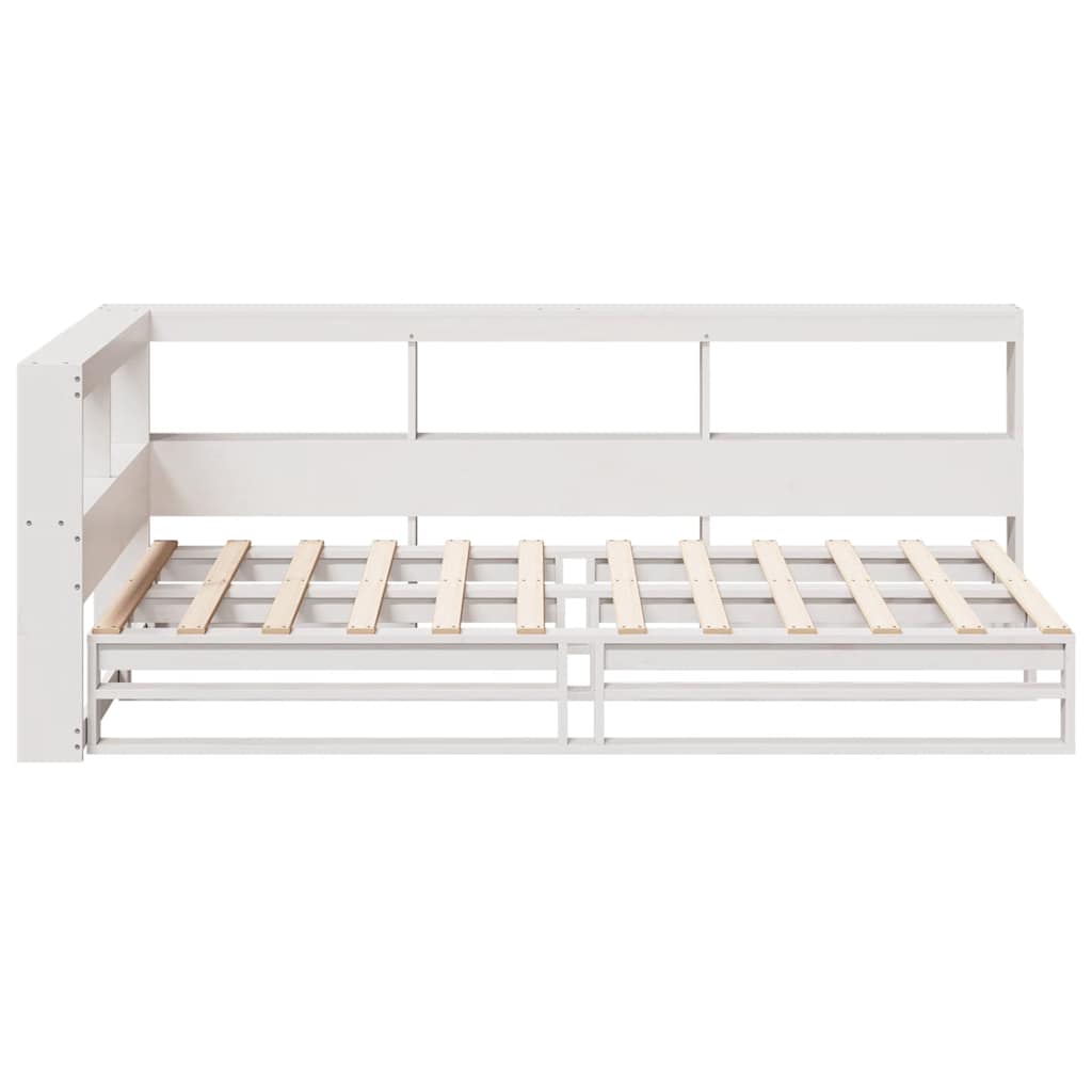 Bookcase Bed without Mattress White 90x200cm Solid Wood Pine