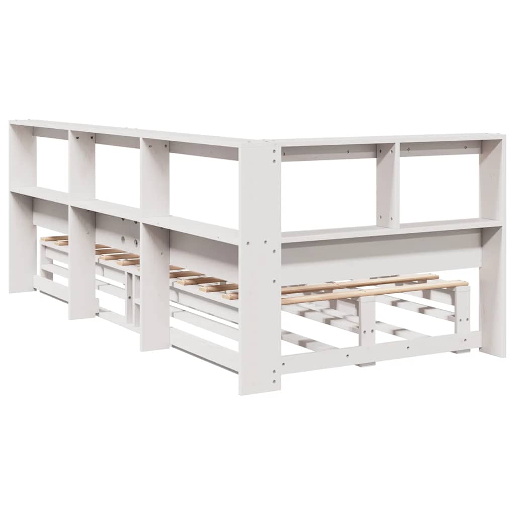 Bookcase Bed without Mattress White 90x200cm Solid Wood Pine