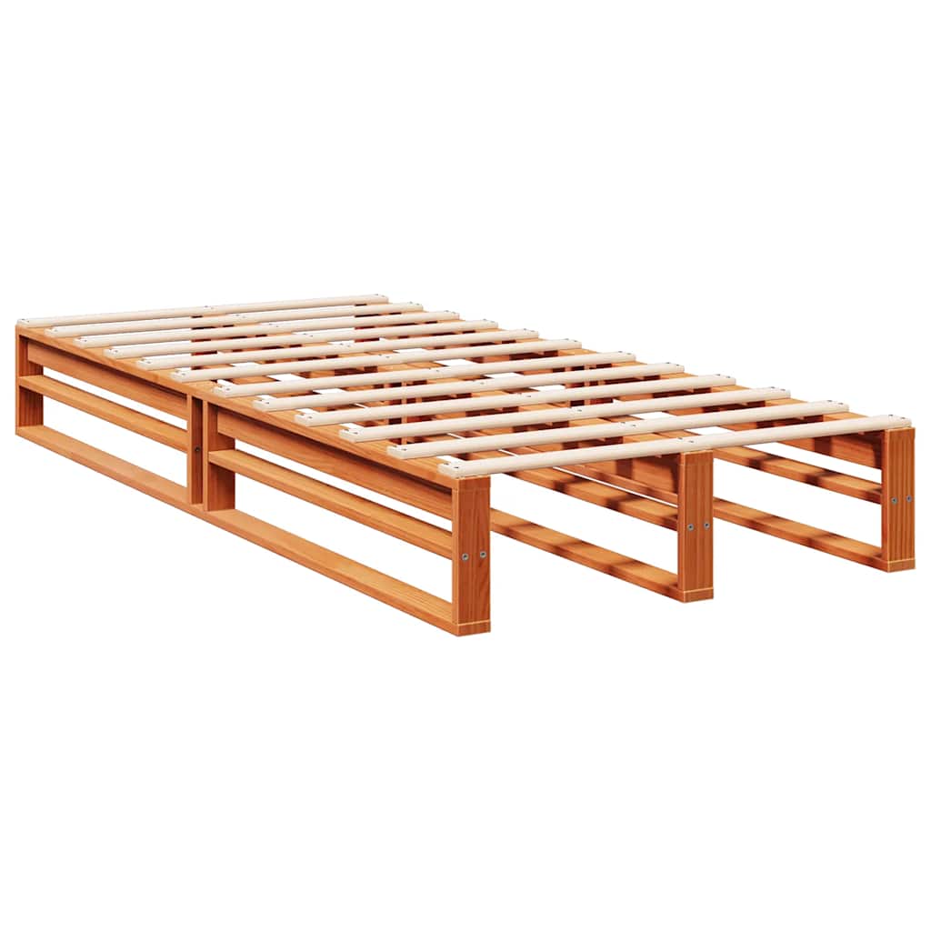 Bookcase Bed without Mattress Wax Brown 90x200cm Solid Wood Pine