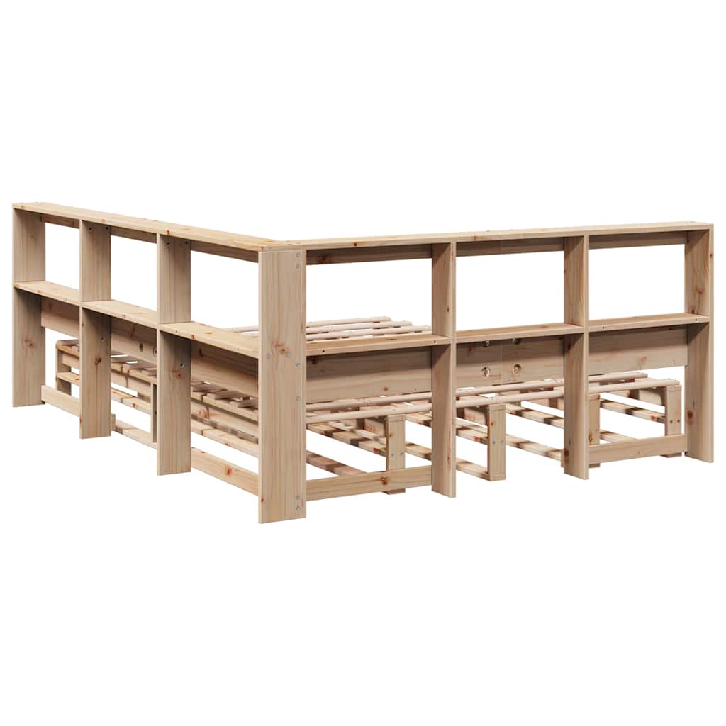 Bookcase Bed without Mattress 135x190cm Solid Wood Pine