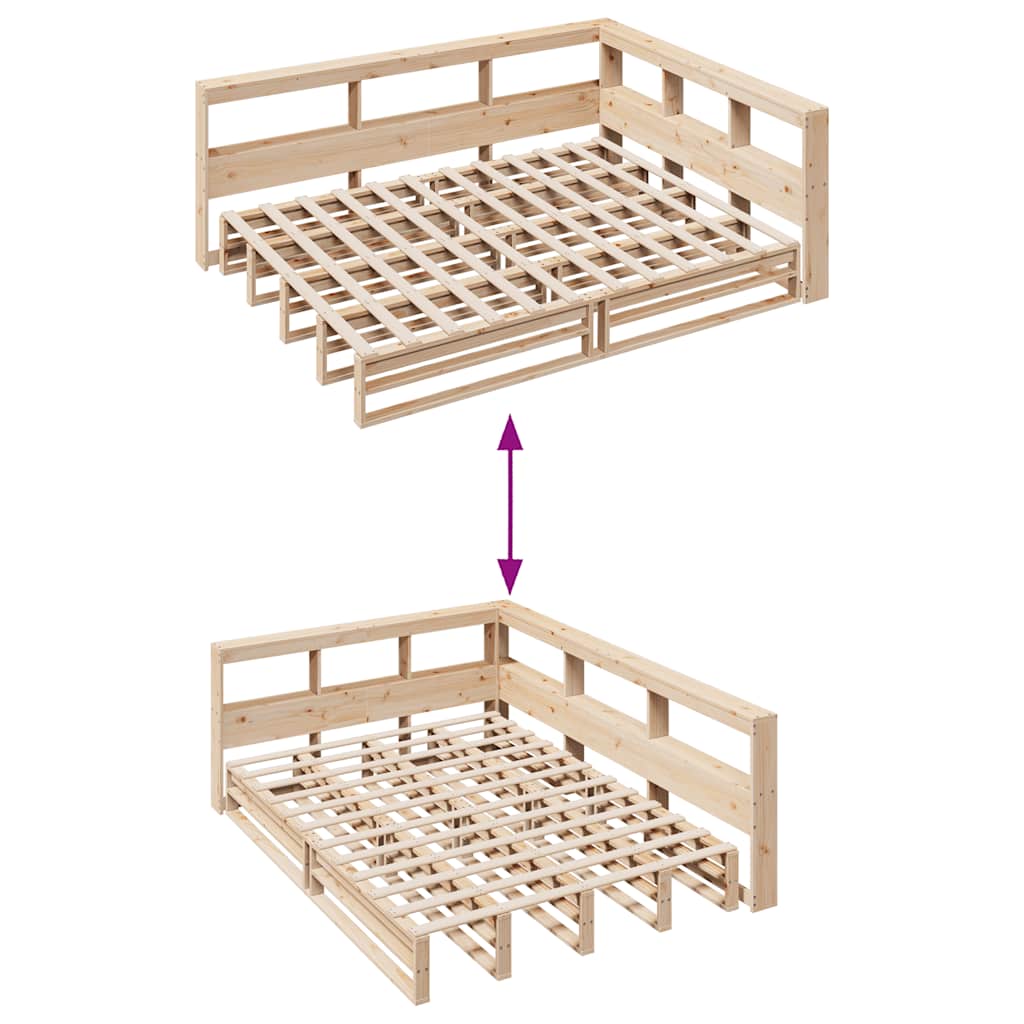 Bookcase Bed without Mattress 135x190cm Solid Wood Pine