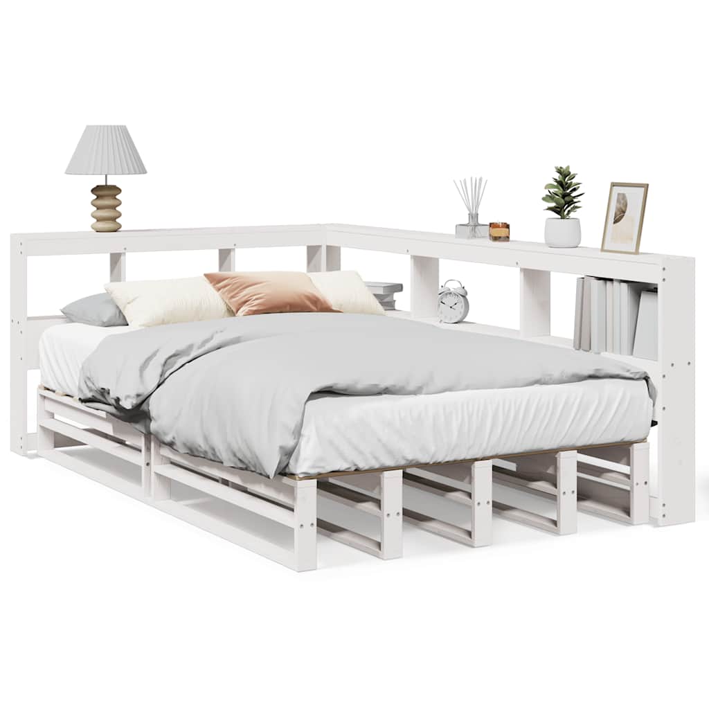 Bookcase Bed without Mattress White 120x190cm Solid Wood Pine