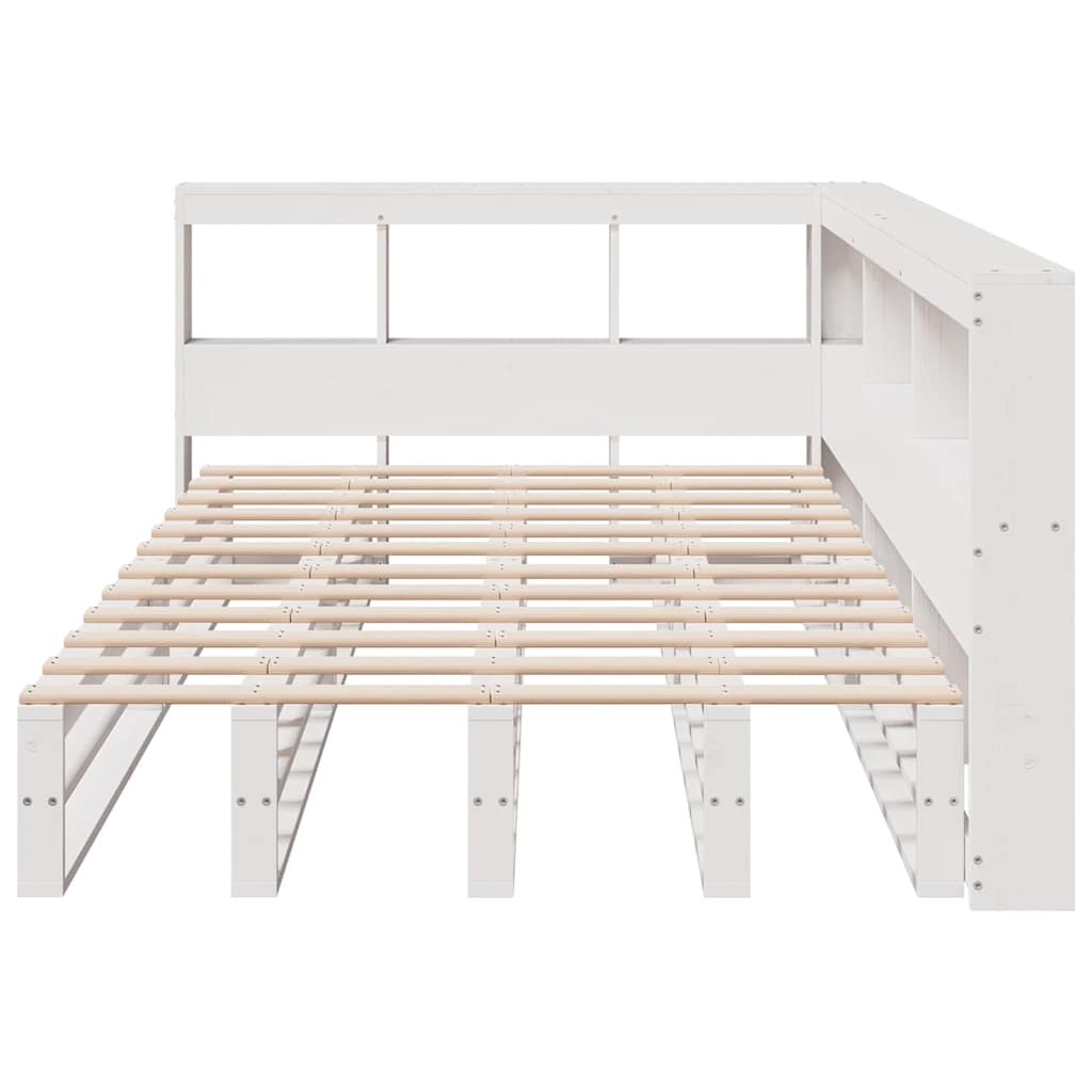 Bookcase Bed without Mattress White 120x190cm Solid Wood Pine