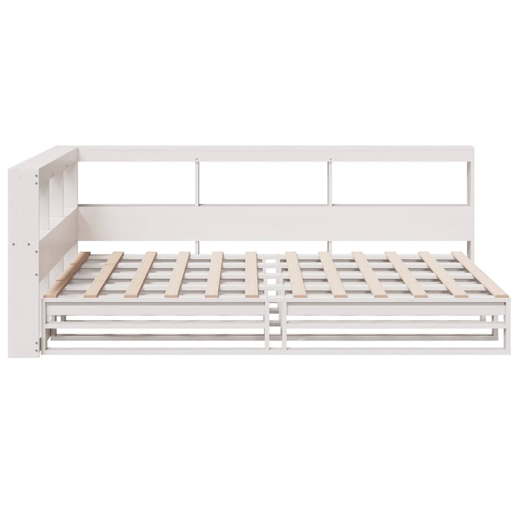 Bookcase Bed without Mattress White 120x190cm Solid Wood Pine