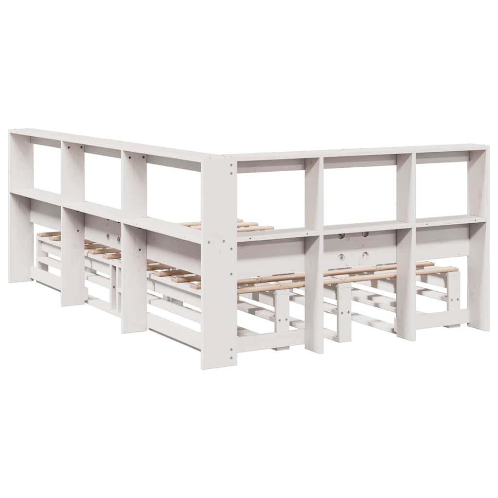 Bookcase Bed without Mattress White 120x190cm Solid Wood Pine
