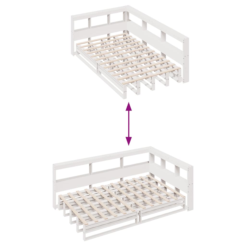 Bookcase Bed without Mattress White 120x190cm Solid Wood Pine