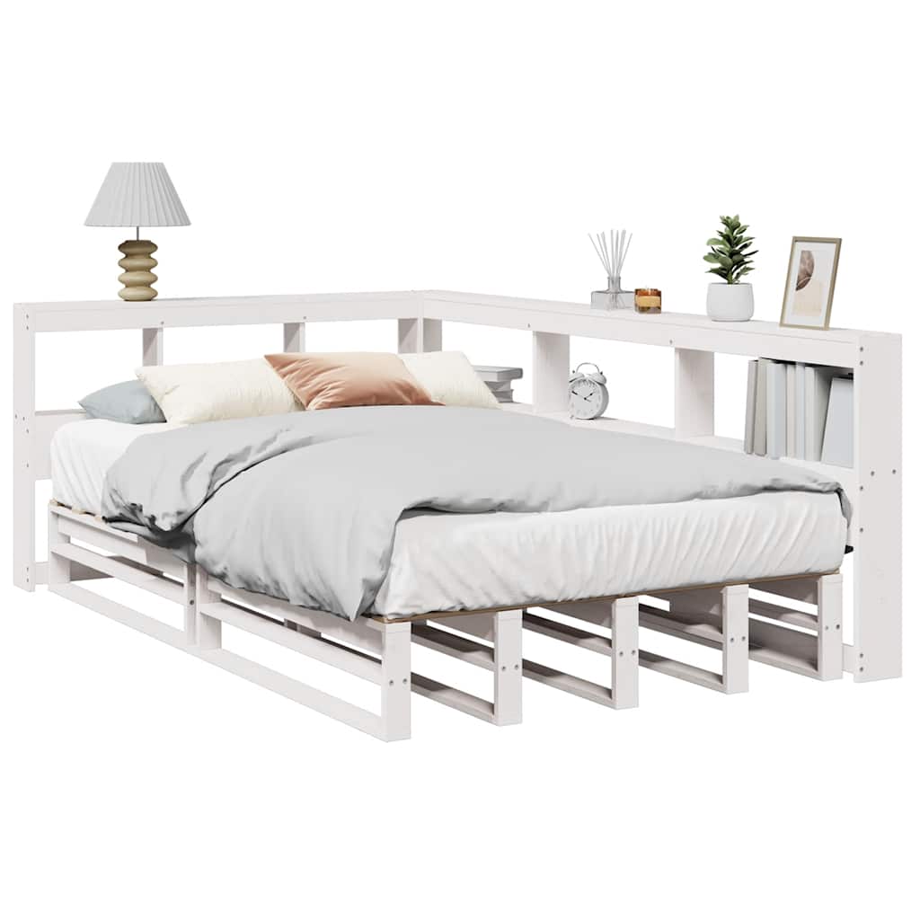 Bookcase Bed without Mattress White 120x190cm Solid Wood Pine