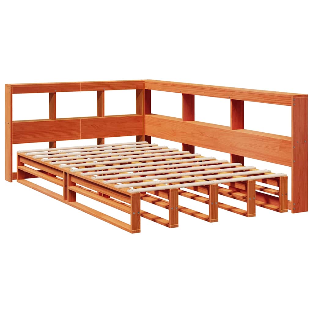 Bookcase Bed without Mattress Wax Brown 120x190cm Solid Wood Pine