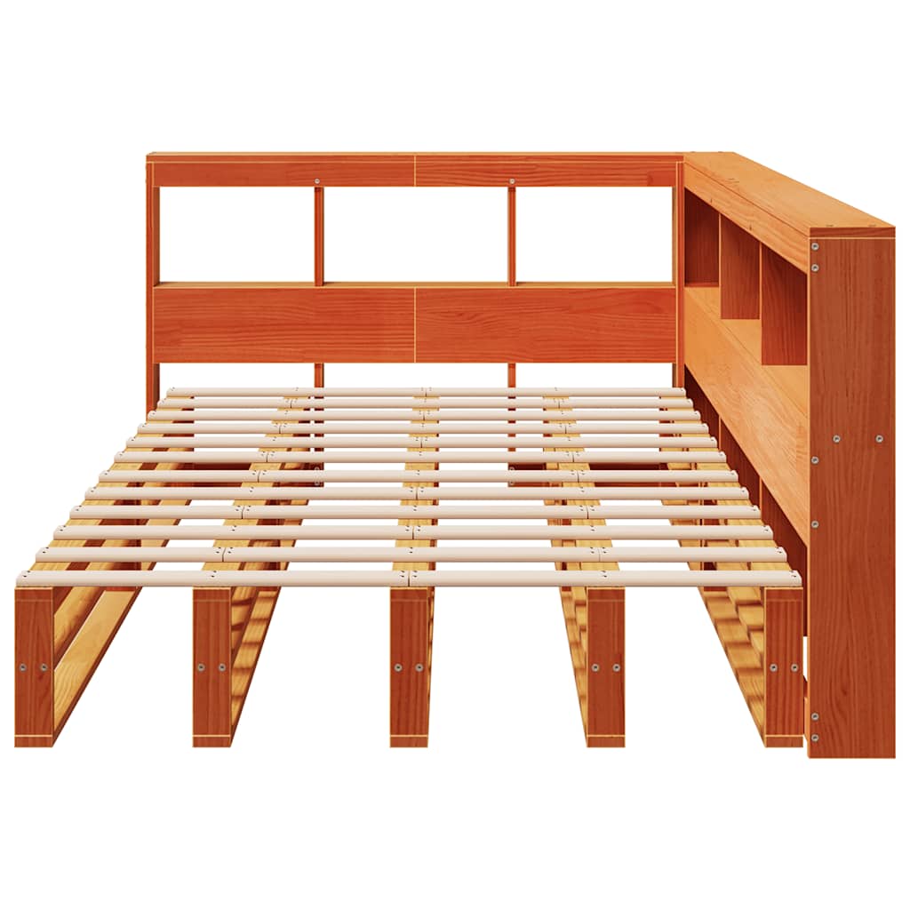 Bookcase Bed without Mattress Wax Brown 120x190cm Solid Wood Pine