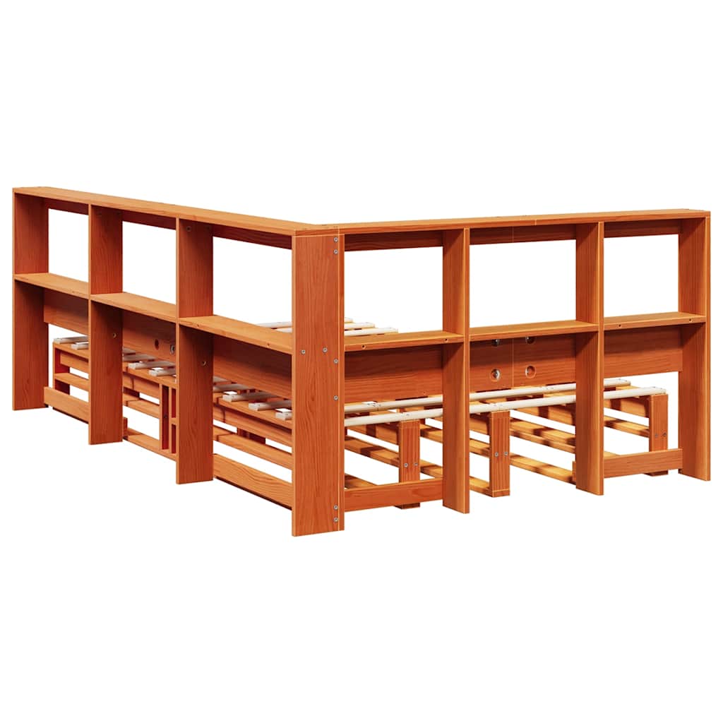Bookcase Bed without Mattress Wax Brown 120x190cm Solid Wood Pine