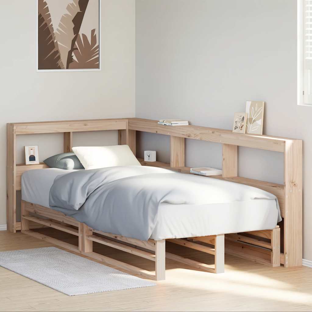 Bookcase Bed without Mattress 90x190cm Solid Wood Pine