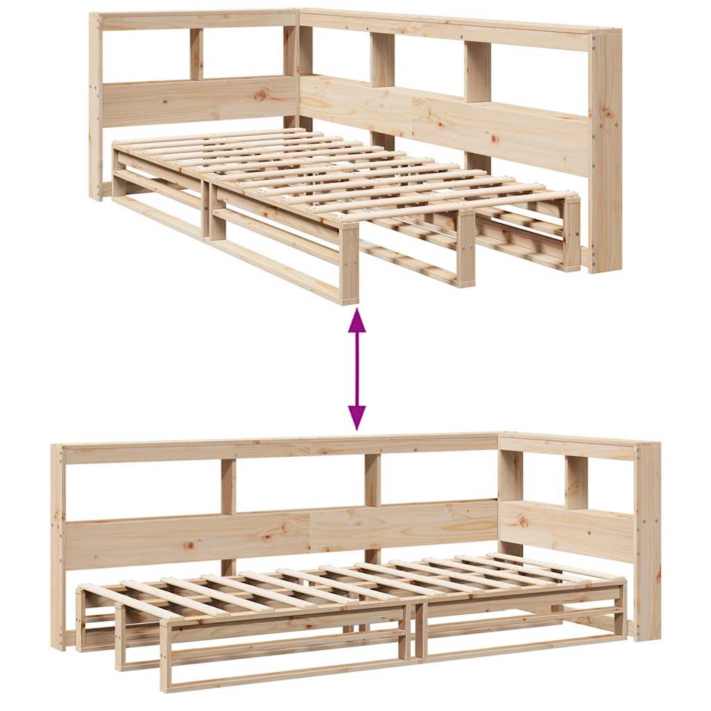 Bookcase Bed without Mattress 90x190cm Solid Wood Pine